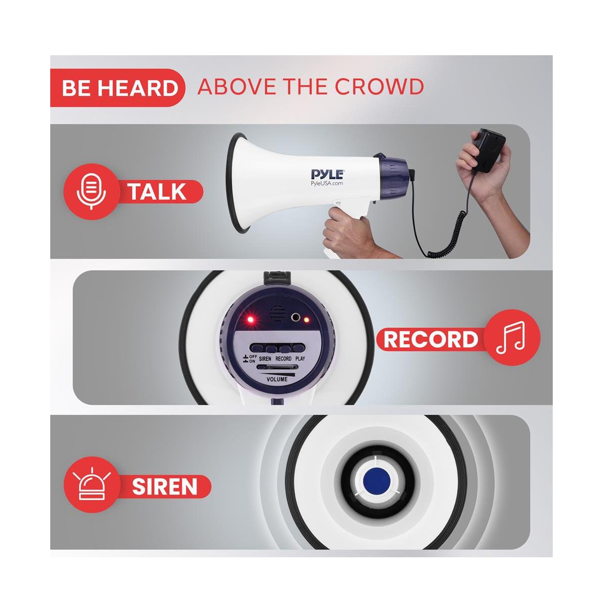 Pyle 40W Rechargeable Megaphone Speaker with Handheld Mic PMP45R - Portable