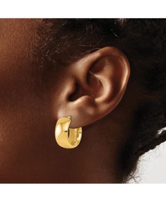 Solid 18k Gold Italian 19x9mm Wide Round Hoop Earrings