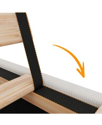 Corduroy Upholstered Wingback Bed Frame – Solid Wood Slats, No Box Spring Needed