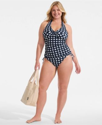 Women's Pique Knot Twist Halter Tankini Top