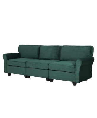 94" 3-Seater Corduroy Sofa Couch with Deep Seats & Removable Cushions