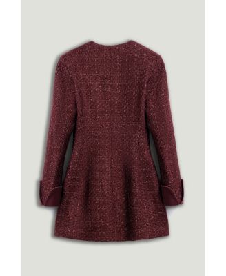 Women's Gold-Button Boucle Mini Dress