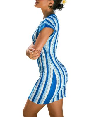 Women's Fervor Striped Cover-Up Mini Beach Dress