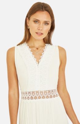 Women's Lace Trim Cotton Maxi Sun Dress