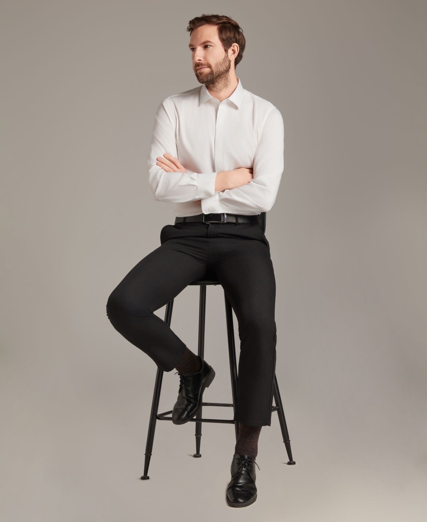Мужская рубашка Bar III Tuxedo Dress Shirt, цвет: Белый комбинированный — фото 5