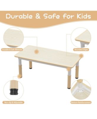 Kids Table and Chair Set, Height Adjustable Toddler Table and 4 Chairs Set for Ages 2-10(12060cm)