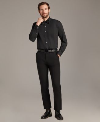 Men's Slim Fit Pleated Dress Shirt