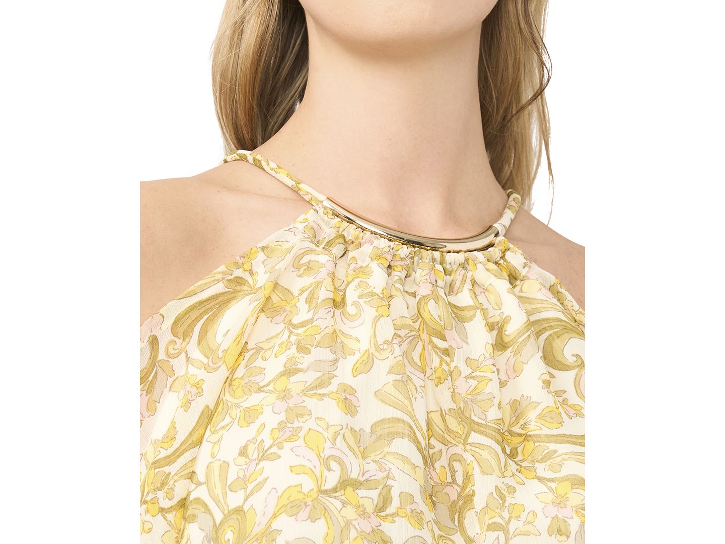 Женская блузка Sam & Jess Halter Neck Cold Shoulder Blouse, цвет: Кремовый разноцветный — фото 3