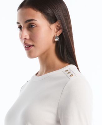 Petite Button Detail Short-Sleeve Top