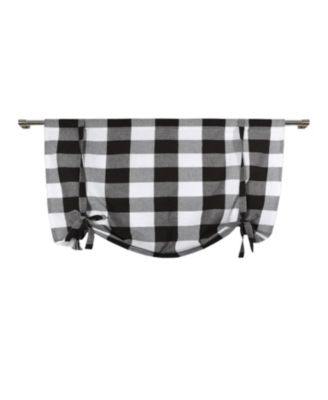 Country Farmhouse Large Buffalo Plaid Tie Up Window Curtain With Ties