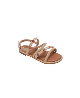 Girls Girl's  Fashion Sandals – Dressy Shoes with Tiny Fruit Charms and Raffia Embossed Accents