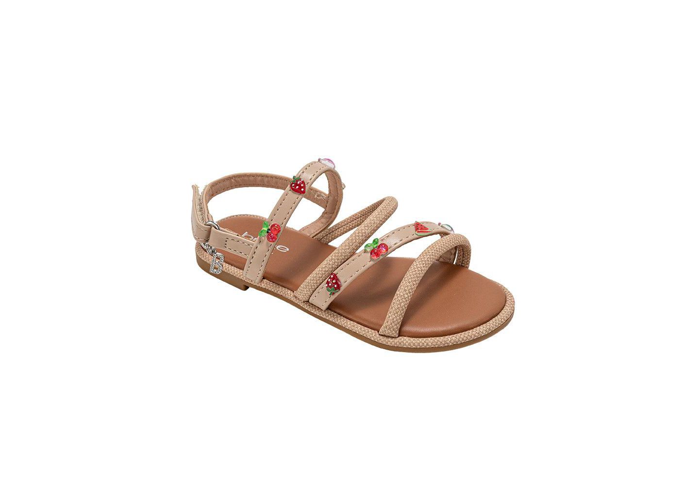 Сандалии Bebe Fashion Sandals - Dressy Shoes with Tiny Fruit Charms and Raffia Embossed Accents для девочек, цвет: Рыжевато-коричневый — фото 1