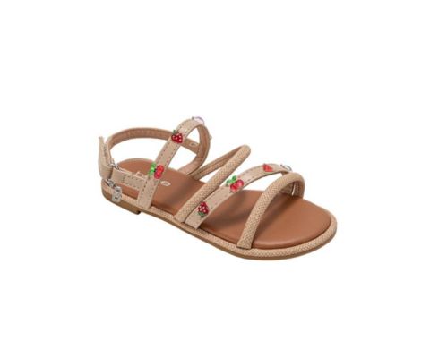 Сандалии Bebe Fashion Sandals - Dressy Shoes with Tiny Fruit Charms and Raffia Embossed Accents для девочек, цвет: Рыжевато-коричневый