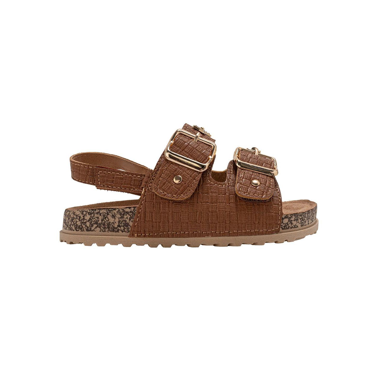 Сандалии Bebe Footbed Sandals - Comfortable Design with Double Buckle and Charms для девочек, цвет: Коньячный — фото 3