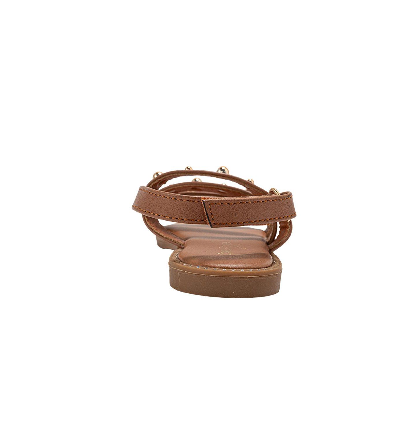 Сандалии Bebe Fashion Sandals with Dome Stud Logo hw для девочек, цвет: Коньячный — фото 3