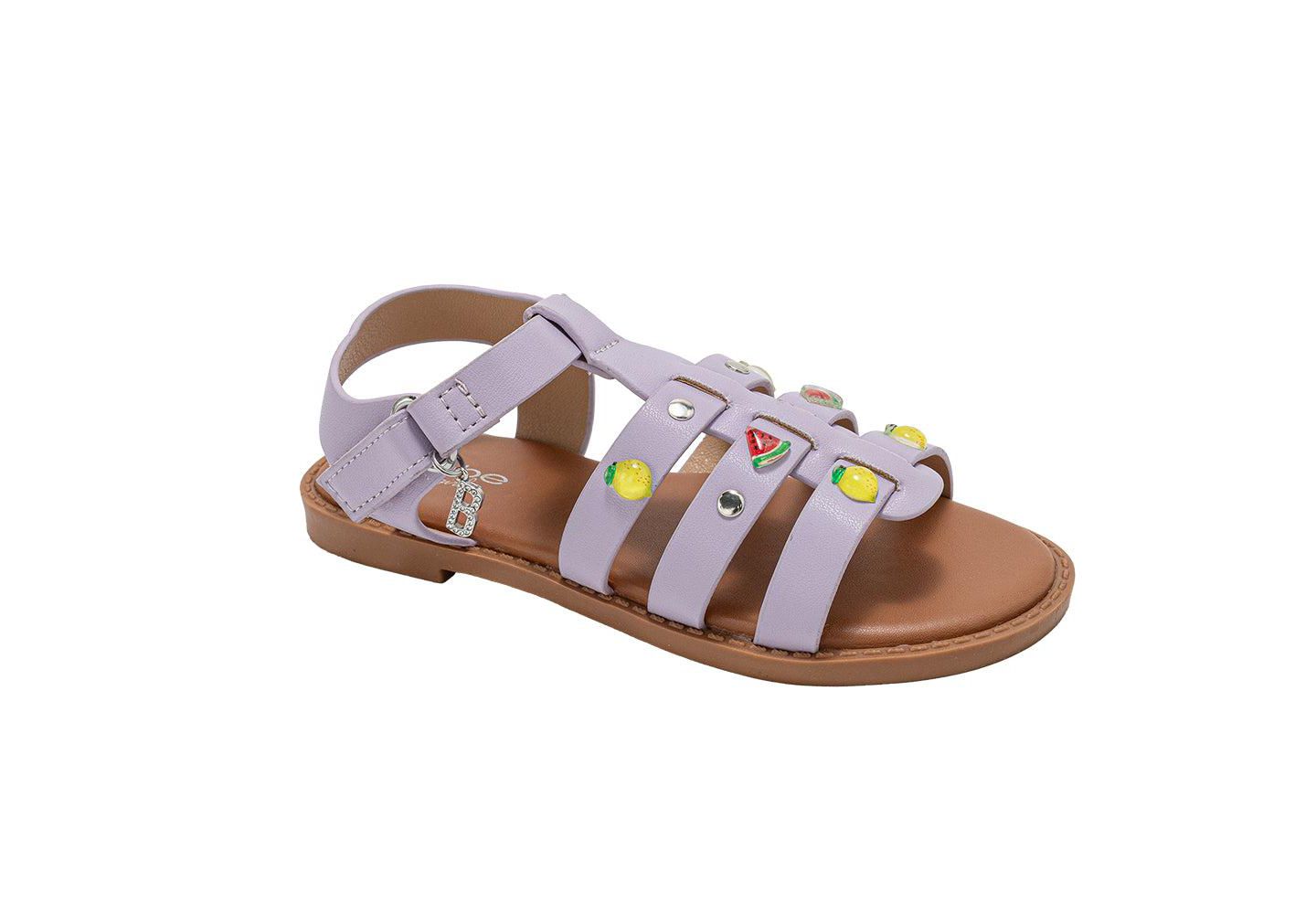 Сандалии Bebe Fashion Sandals – Comfy Dressy Shoes with Fruit Accents, Studs, and Hanging b Charm для девочек, цвет: Лавандовый — фото 1