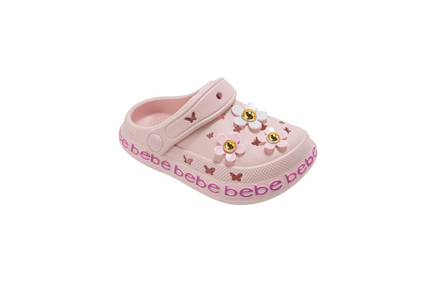 Детские сабо Bebe из EVA с цветочными подвесками, для девочки, цвет: Розовый — фото 1