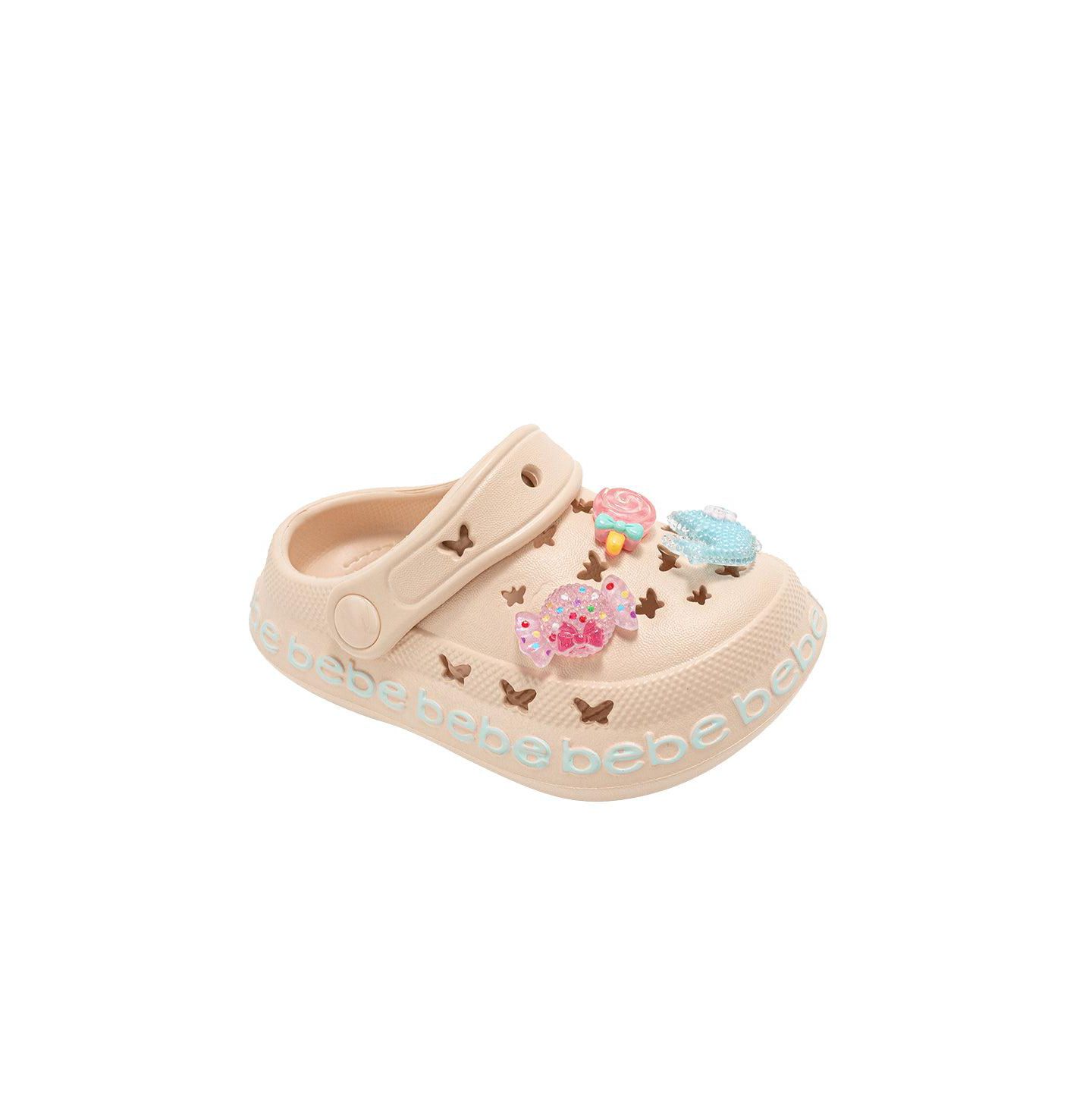 Детские лёгкие сабо Bebe из EVA с подвесками, для девочки, цвет: Песочный — фото 1