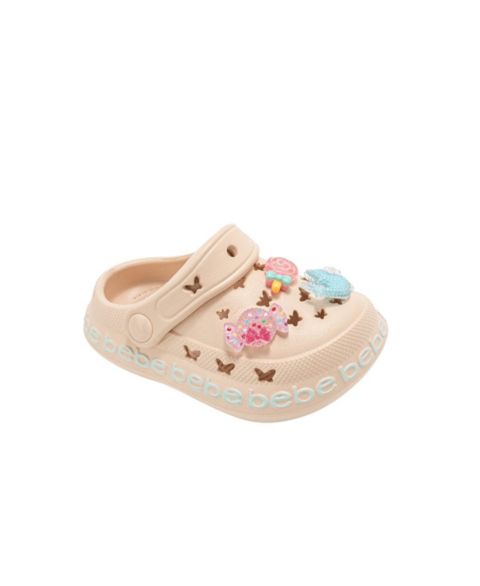 Детские лёгкие сабо Bebe из EVA с подвесками, для девочки, цвет: Песочный