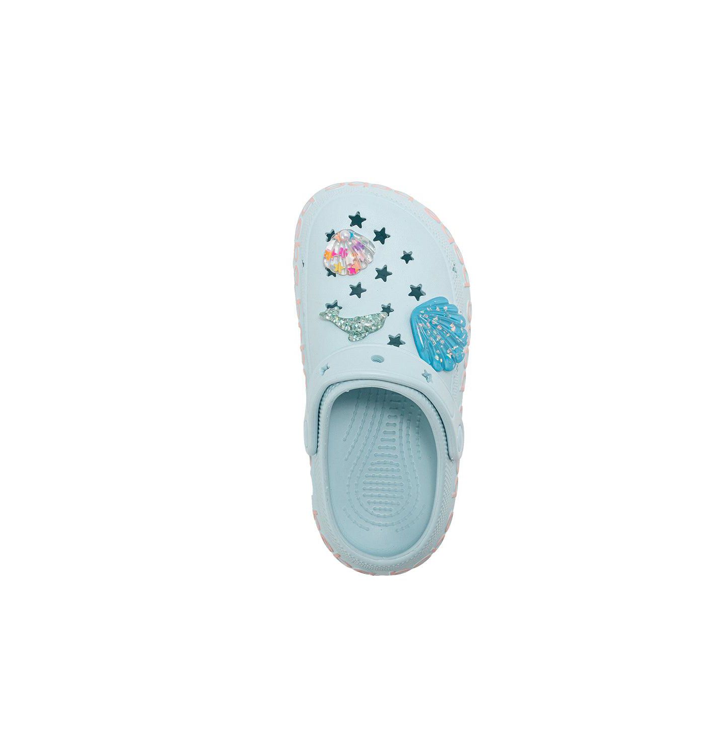 Сабо Bebe Comfort EVA Clogs - Slip - On Comfy Shoes with Sea Life Charms для девочек, цвет: Пастельный синий — фото 6