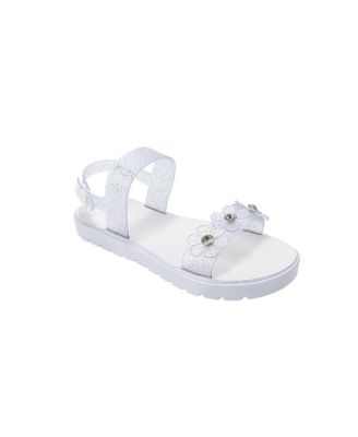 Girls PCU sandal with Glitter Flower snd RS