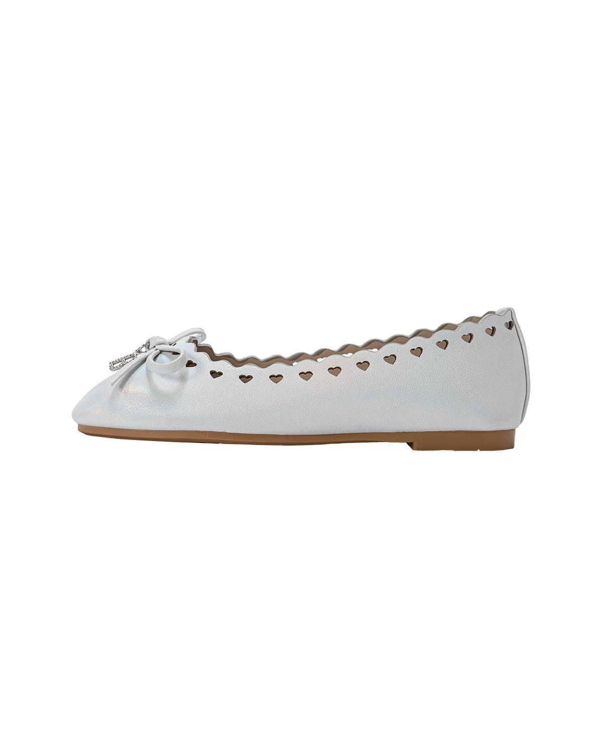 Bebe Girls Girl's Ballet Flats – Comfy Easy Slip-On Shoes with Cut-Out Detail, Bow & Hanging Charm