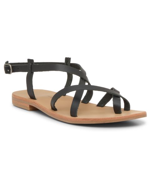 Женские сандалии Lucky Brand Sanessa Strappy Gladiator Flat, цвет: Чёрный