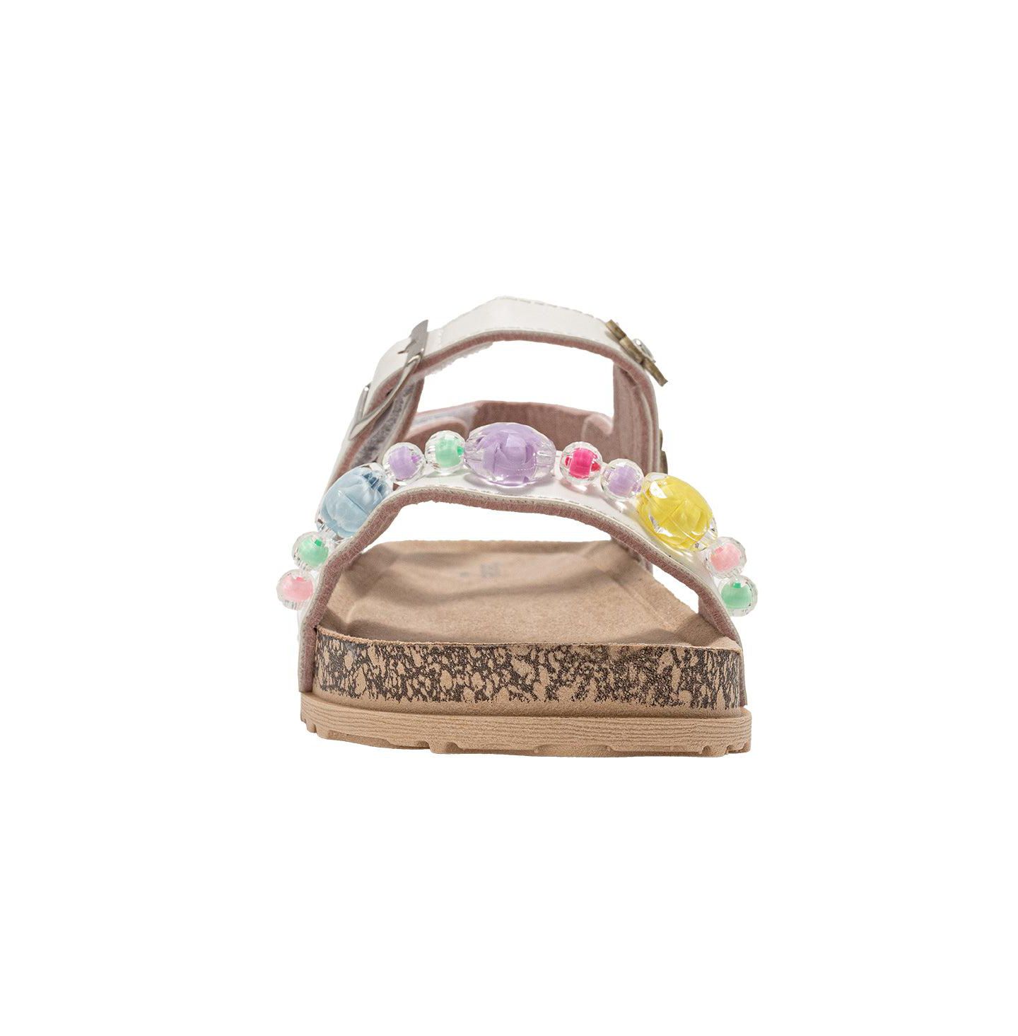 Сандалии Bebe Footbed Sandals - Comfortable Design & Beaded Ankle Strap для девочек, цвет: Белый — фото 5