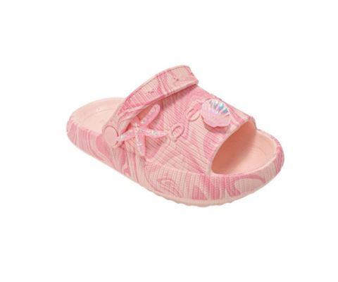 Детские шлёпанцы Bebe из EVA с мраморным принтом и подвесками, для девочки, цвет: Пудровый