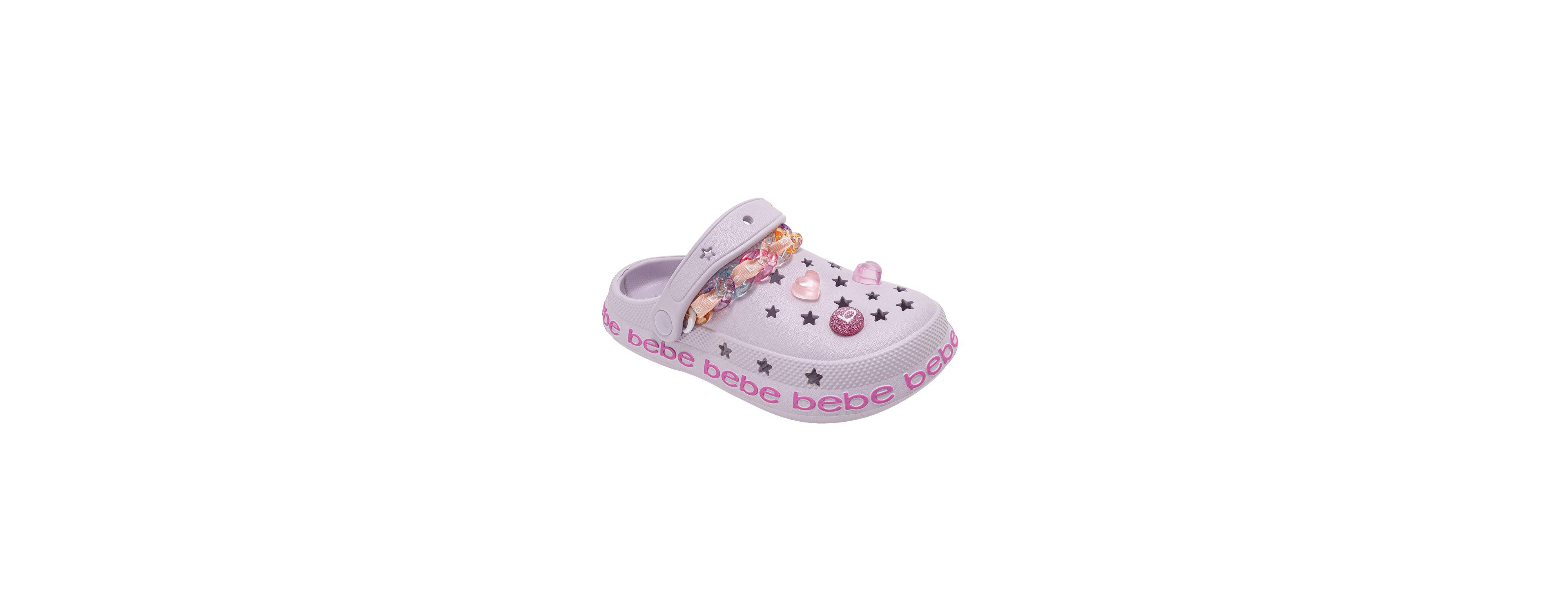 Bebe Little Girls Eva Clog with Chain Logo Grosgrain Ribbon and Charms
