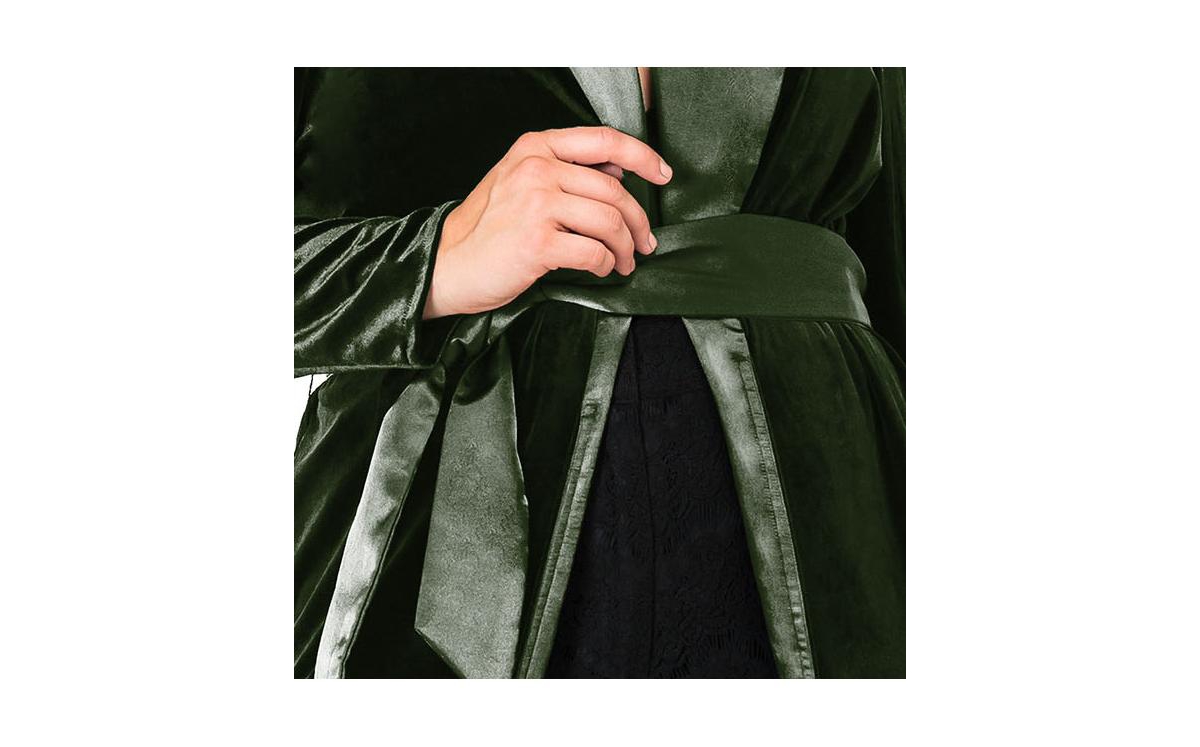 Standards & Practices Plus Velvet Wrap Satin Belt Long Coat