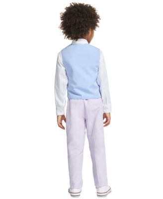 Boys' 2-7 Check Long-Sleeve Shirt, Vest, Necktie, Pocket Square & Pants, 5-Piece Set