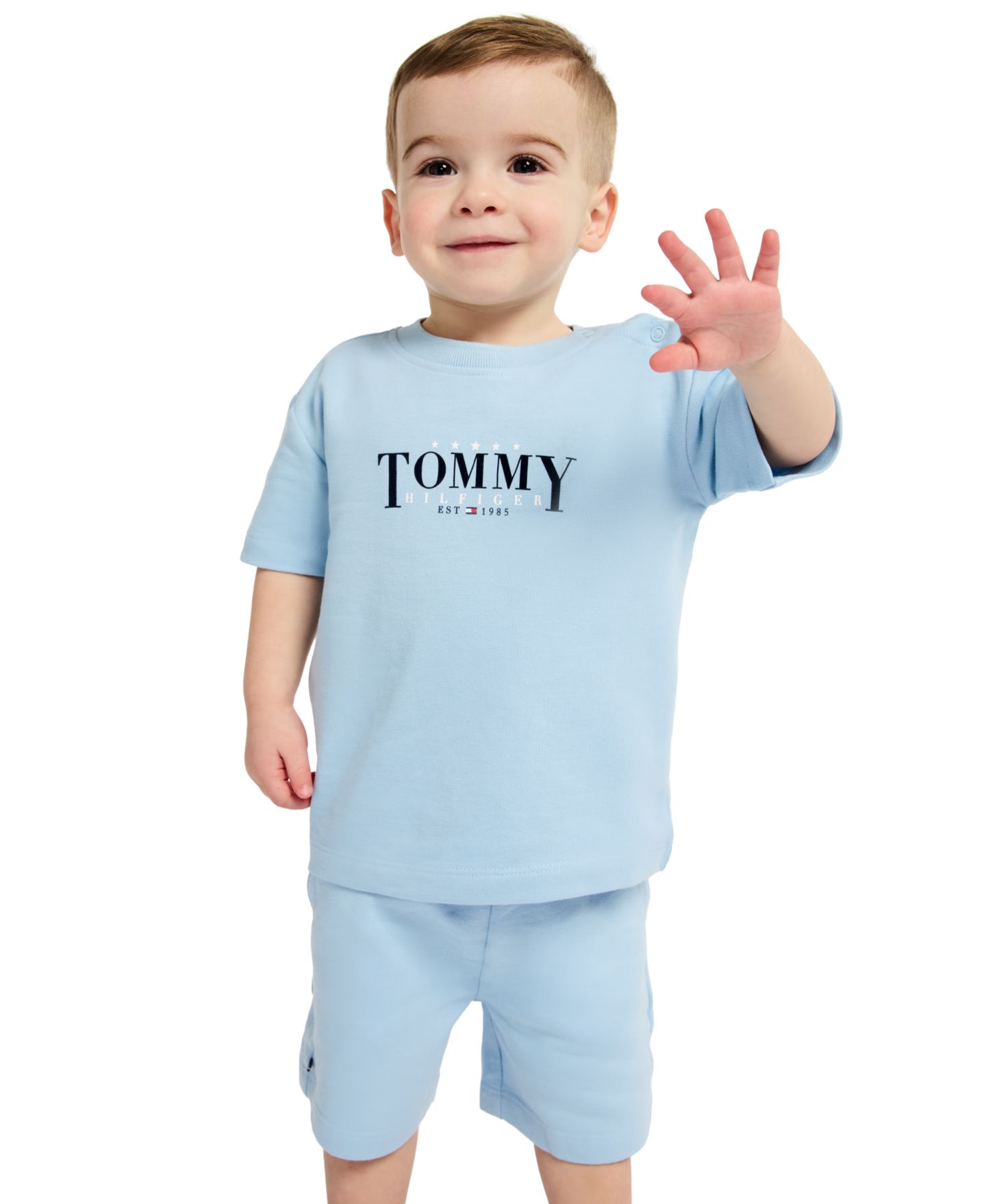 Комплект Tommy Hilfiger Crewneck T-Shirt and French Terry Shorts, 2-Piece Set для мальчиков-малышей, цвет: Синий — фото 2