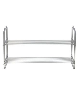 Stackable Two-Tier Metal Shoe Rack for Closet Storage, Silver