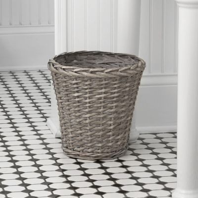 Wicker Waste Basket, Willow Weave Painted Includes Plastic Liner
