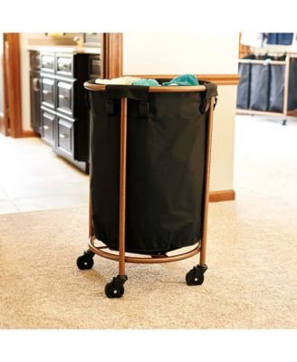 Round Laundry Basket with Wheels