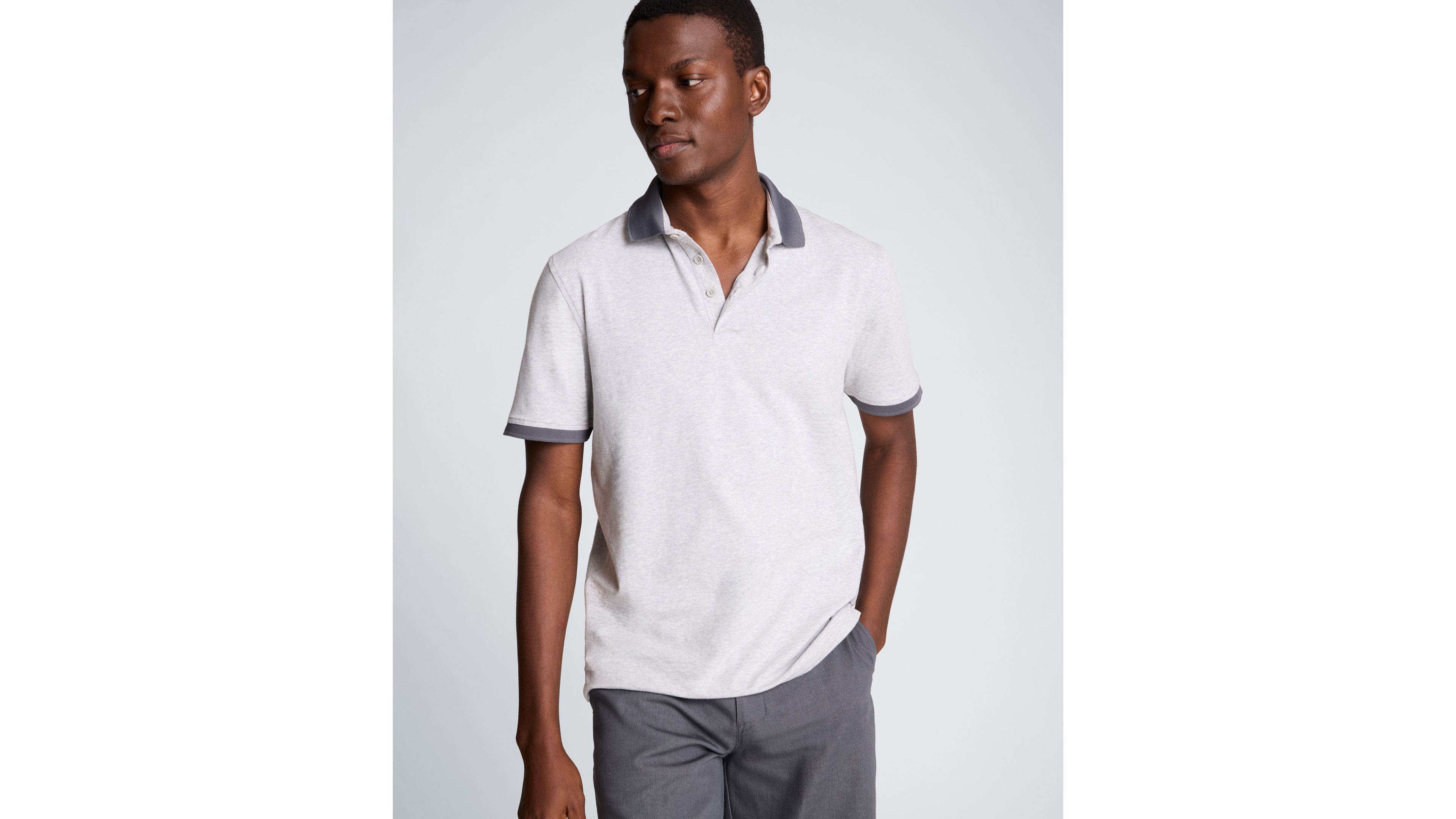 Kenneth Cole Men's Solid Button Placket Polo Shirt