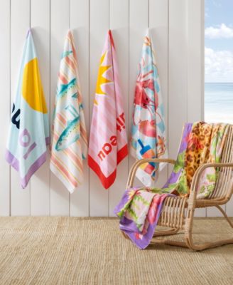 Cotton Lazy Lobster Printed Beach Towel, 38" x 70"