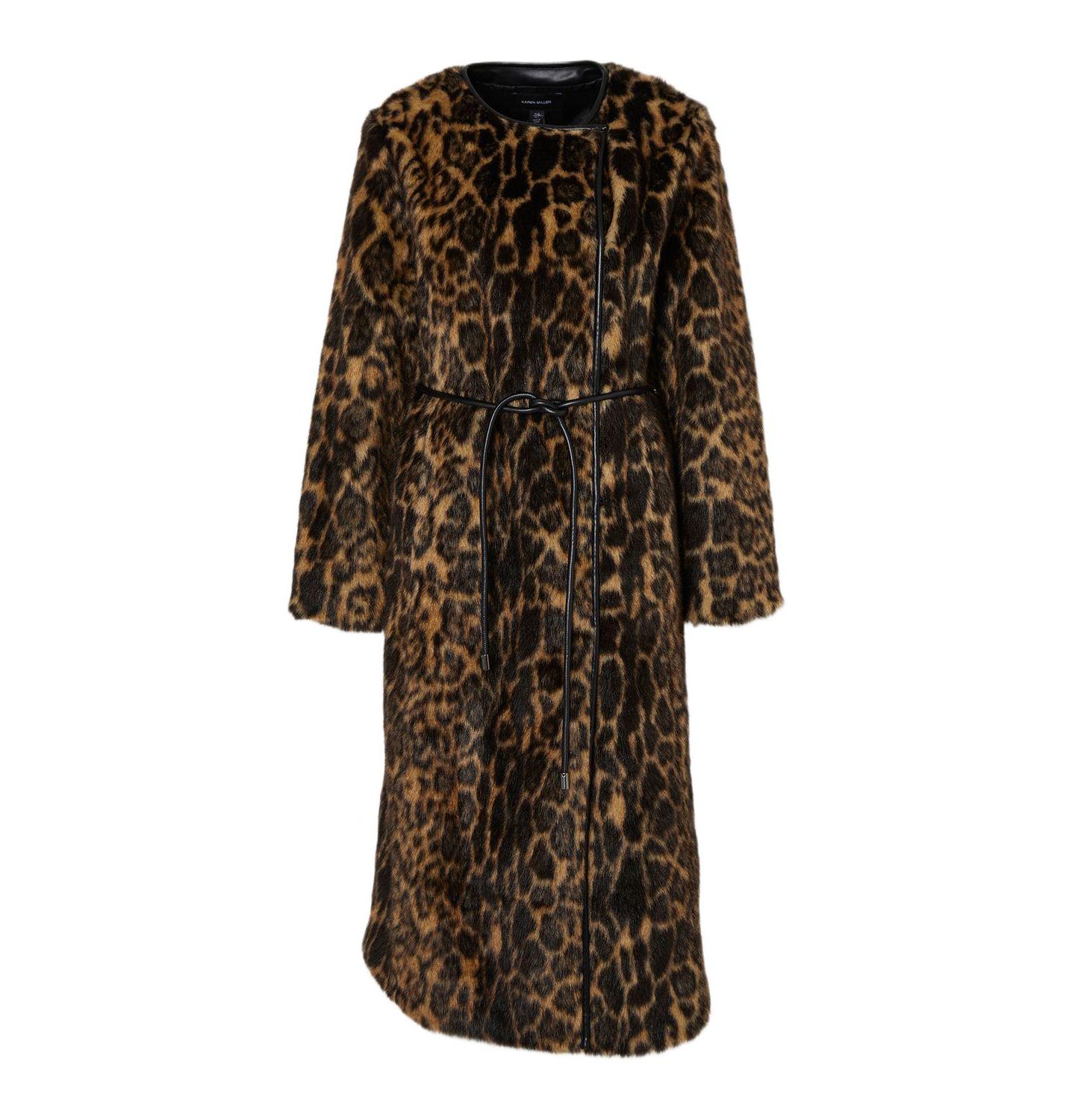 Женское пальто Karen Millen Faux Fur Collarless Tie Belted Midi — фото 3