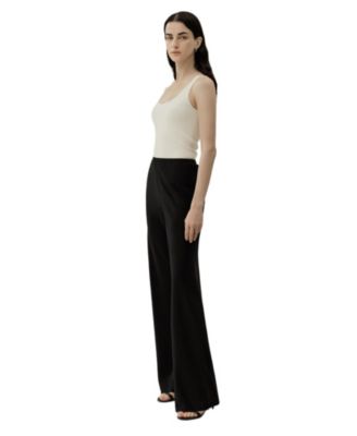 Women's Bias Cut Straight Leg Silk Pants