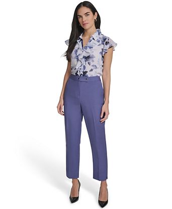 women's purple dress pants Light The Most Popular High Waisted Aquarius Brand Crepe Knit Lilac Palazzo Pants, Wide Leg
