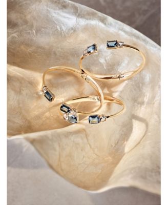 Gold-Tone Double Stone Cuff Bangle Bracelet