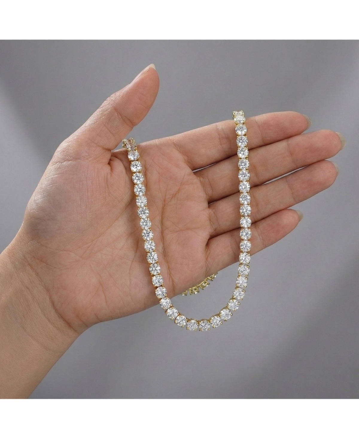 Classic 4mm Clear Round Cubic Zirconia Tennis Necklace