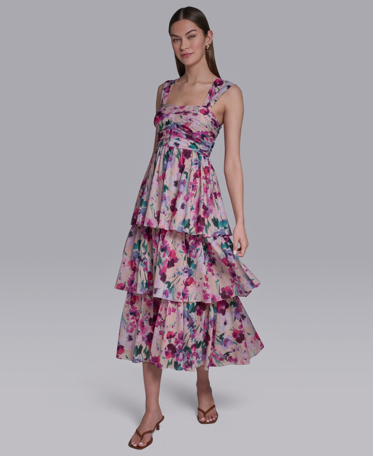 Halston Women's Square Neck Midi Dress