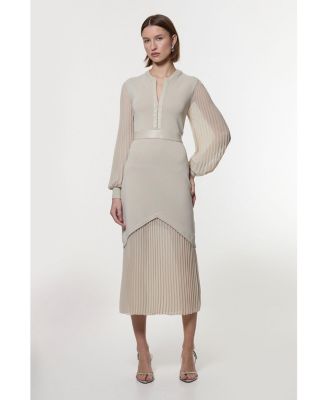Women's Woven Sleeved Pleated Dress