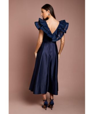 Women's Frill Shoulder Midi Dress