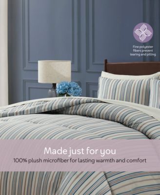 Luxury Soft Modern Striped Design 7-Pc. Comforter Set, Queen