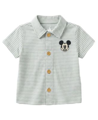 Baby Boys' Mickey Mouse Button-Down Shirt and Shorts, 2-Piece Set
