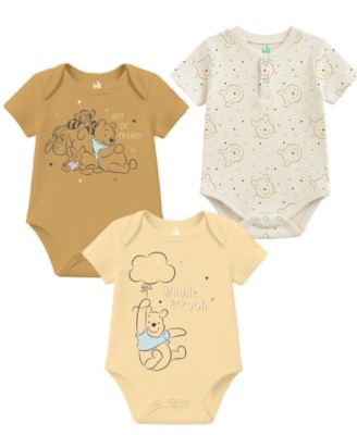 Baby Boys' or Baby Girls' Winnie the Pooh Short-Sleeve Bodysuit, 3-Pack
