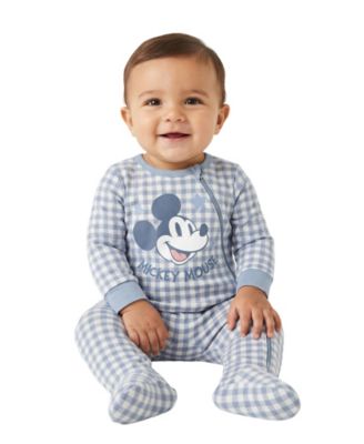 Baby Boys' Mickey Check Pattern Sleep and Play Coverall